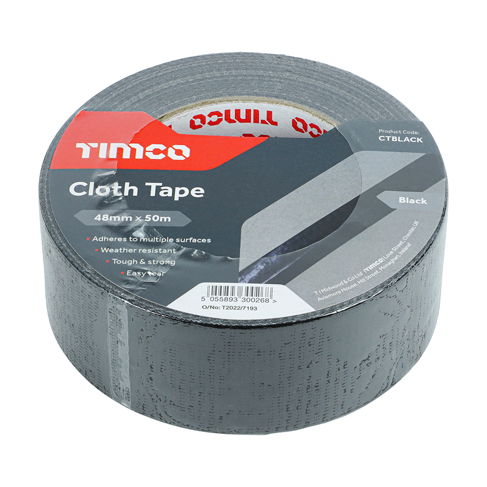 TIMCO Cloth Tape - 50m x 48mm - Black